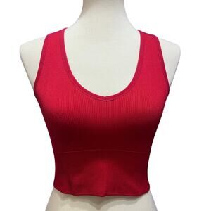 Red Ribbed Seamless Crop Tank Top
